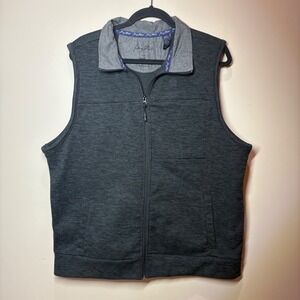 George Strait Mens‎ Vest Dark Heather Gray Full Zip Fleece Outerwear LG Pockets